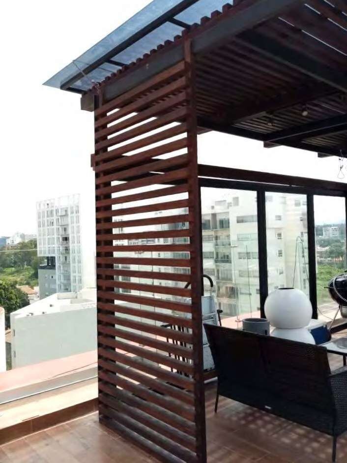 Fiberglass pergola on a rooftop terrace