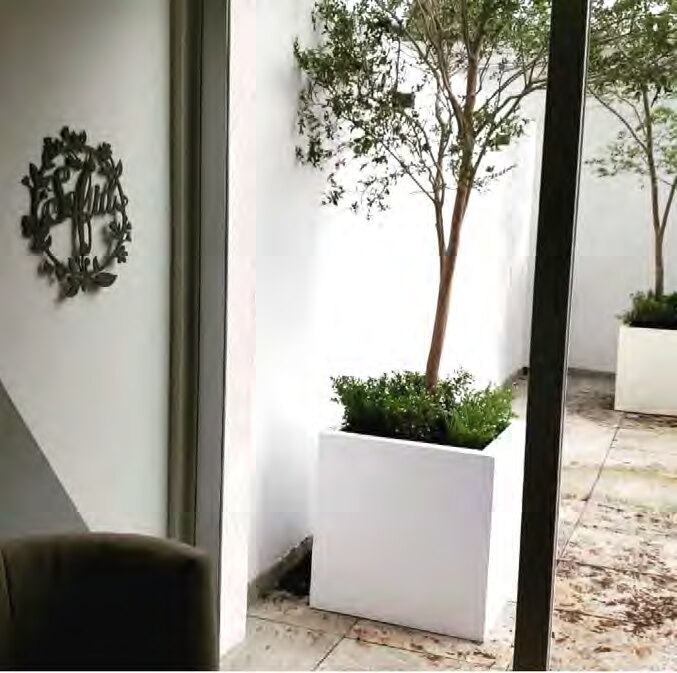 Imperia smooth fiberglass cube planter